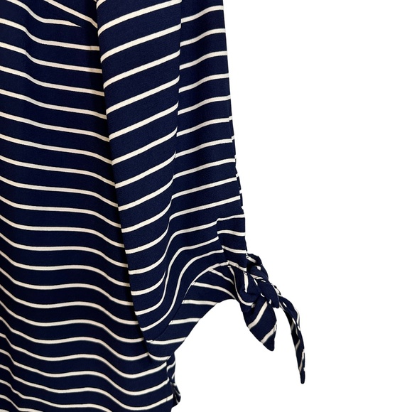 Talbots MP Striped Tunic with 3/4 Tie Sleeves and‎ V-neck Collar *Versatile* - Picture 2 of 5